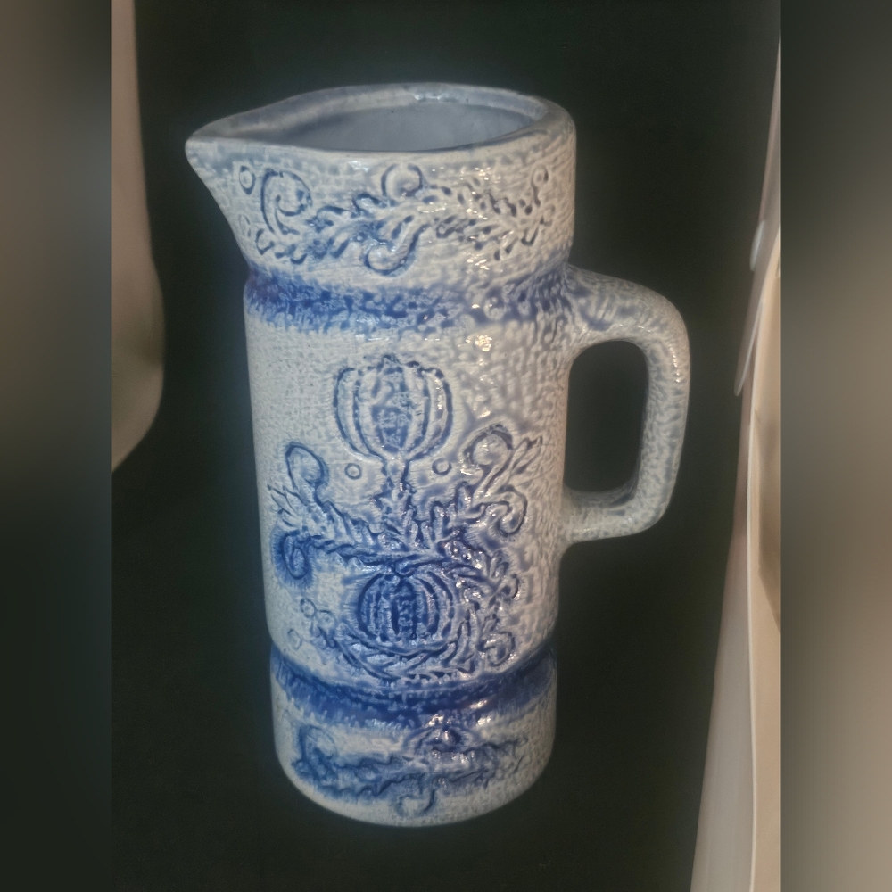 Blue and White Ceramic Pitcher